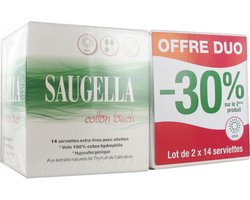 Saugella Cotton Touch Jour Set van 2 x 14 Extra Fijne Handdoeken met Vinnen