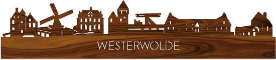 Skyline Westerwolde Palissander hout - 120 cm - Woondecoratie - Wanddecoratie - Meer steden beschikbaar - Woonkamer idee - City Art - Steden kunst - Cadeau voor hem - Cadeau voor haar - Jubileum - Trouwerij - WoodWideCities