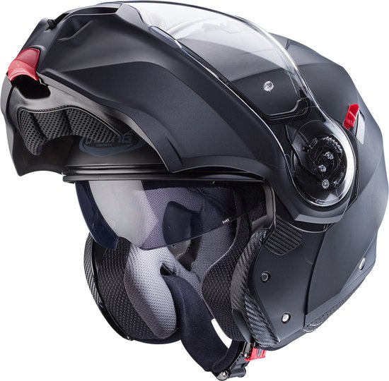 Caberg Duke Evo systeemhelm met ingebouwd zonnevizier - Mat zwart - Maat XL - met uniek los Helmslot - Voorzien van Pinlock Max70 - Systeem helm, Modulaire helm voor de motorrijder