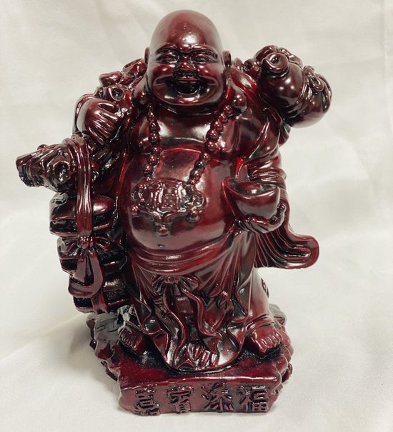 De lachende boeddha met Yuanbao Feng Shui / rijkdom geluk en langleven 13cm