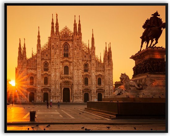 Duomo kerk milaan fotolijst met glas 50 x 70 cm - Prachtige kwaliteit - italië - Milaan - kerk - Harde lijst - Glazen plaat - inclusief ophangsysteem - Grappige Poster - Foto op hoge kwaliteit uitgeprint