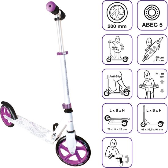 Muuwmi Aluminium Scooter Neon Tretroller 125 mm ABEC 5 GS-Geprüft