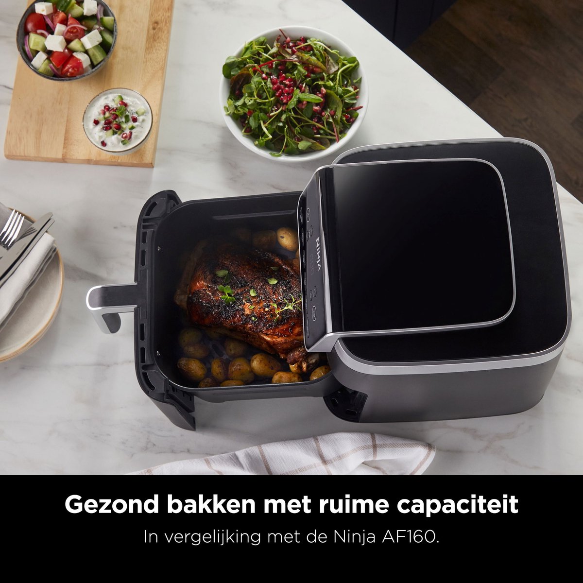 Afbeelding 2 van Ninja Airfryer XXL Max Pro - 6.2 liter - 6 Kookprogramma's - in Hoogte Verstelbare Plaat - 2024 Model - AF180EU
