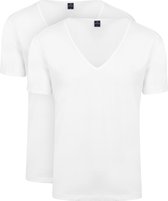 Suitable - Vitaru T-Shirt Diepe V-hals Wit 2-Pack - Heren - Maat XXL - Slim-fit
