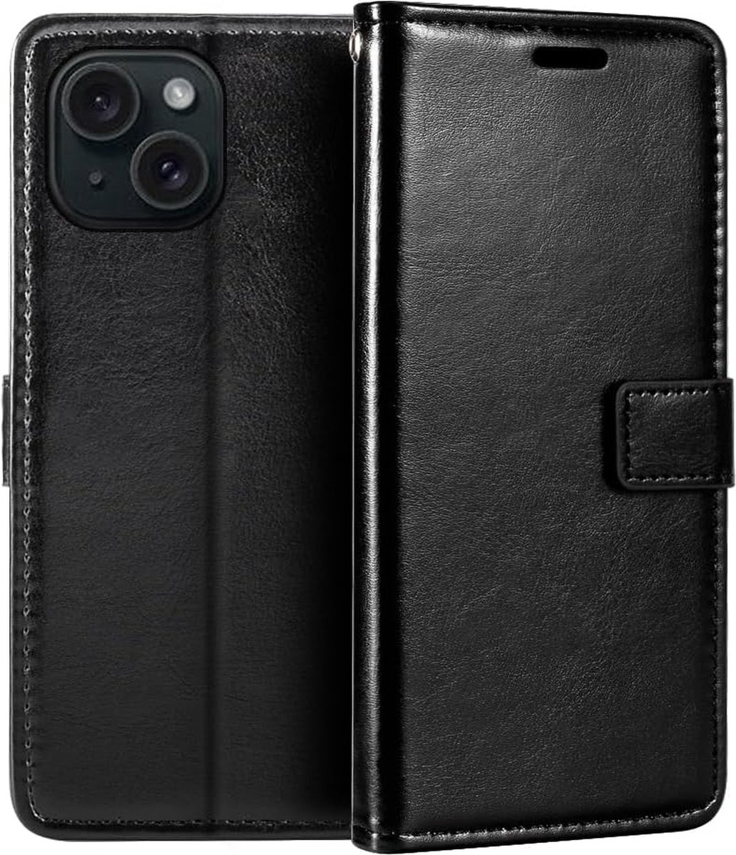 Portemonnee Book Case Hoesje Geschikt voor: iPhone 15 - zwart