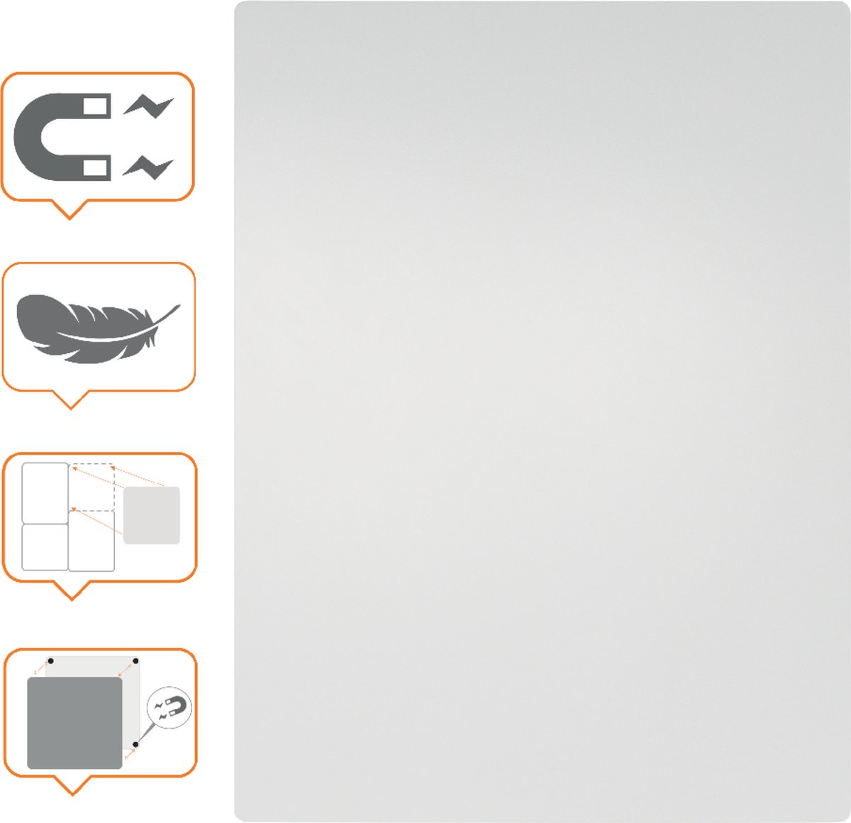 Nobo whiteboard 45x60cm, magnetisch, frameloos, modulair
