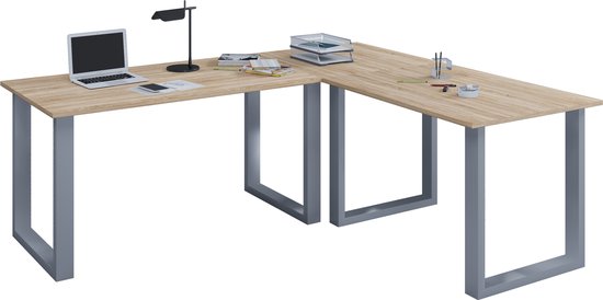 VCM Houten Bureau Computer Tafel Werktafel Kantoormeubilair Lona 50 U Zilver Houten Bureau Computer Tafel Werktafel Kantoormeubilair Lona 50 U Zilver