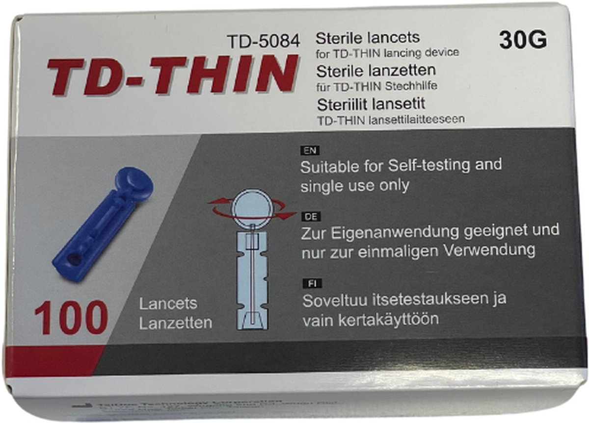 Goedkoopste TaiDoc Bloedlancetten (100 stuks) - blauw - steriele lancetten - bloedglucose - ketose - cholesterol - blarenprikkers