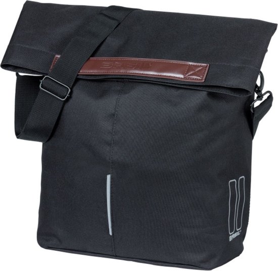 Basil City - Fietsshopper - Enkele Fietstas - 14-16 Liter - Waterafstotend - Reflectiedetails - Zwart