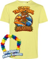 T-shirt Tiki Masked Surfer | Toppers in Concert 2024 | Club Tropicana | Hawaii Shirt | Ibiza Kleding | Lichtgeel | maat XS