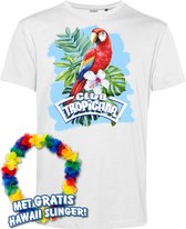 T-shirt Perroquet Tropical | Les meilleurs en concert 2024 | Club Tropicana | Chemise hawaïenne | Vêtements Ibiza | Blanc | taille S