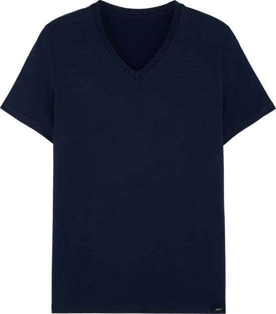 HOM Tencel soft tee-shirt v neck (1-pack) - heren T-shirt V-hals - donkerblauw - Maat: XL