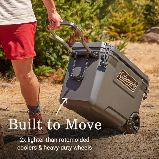 Coleman 65QT Convoy Cooler - 66 liter koelbox - 5 dagen ijs - koelbox met wielen - grijs van Merkloos — afbeelding 5