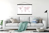 Posterhanger incl. Poster 120x80 cm - Schoolplaat - Wereldkaart - Marmer - Roze - Textielposter - Zwarte latten