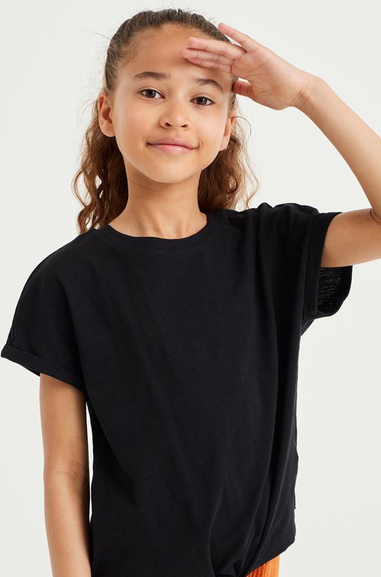 WE Fashion Meisjes T-shirt met knoopdetail