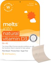 Wellbeing2day - Vitamine D - D3 - K2 - melst - smelts - smeltblaadjes - Snel oplossende orale dunne strips met essentiële vitamines - 100% plantaardig - suikervrij - Verbetert de immuniteit - Bevordert de bot sterkte - smelt vitamine - smeltvitaminen