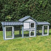 Konijnenhok Buiten – Grijs – Knaagdierenkooi – Dierenverblijf – PVC Dak – 200cm