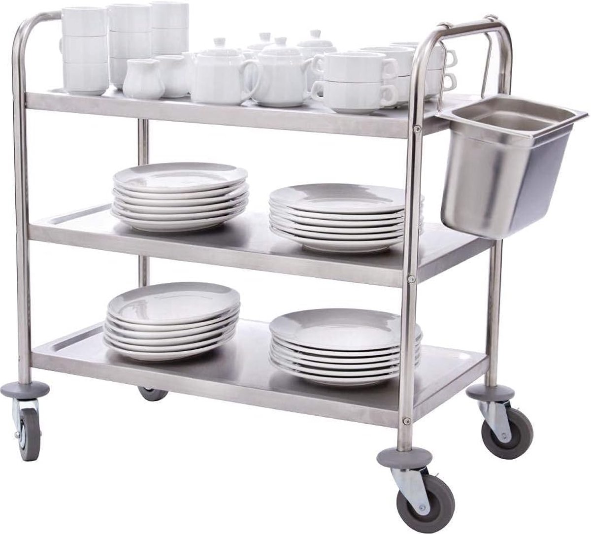 Serveerwagen SW 6 x 4-3 met staalverzinkte wielen - Blanco