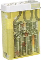 Boîte à cigarettes ou petite boîte de rangement - métal - impression billets de 200 euros - avec couvercle - 7 x 9,5 x 2,5 cm