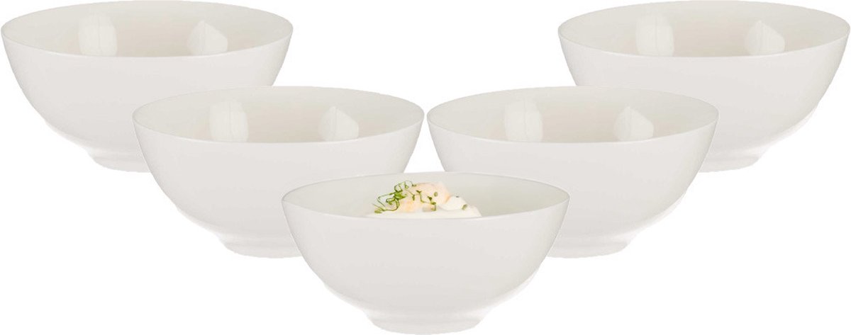 Vessia amuse/dessert kommetjes/serveer schaaltjes - set 6x stuks - wit - 10 x 6 cm - keuken/eettafel - keramiek
