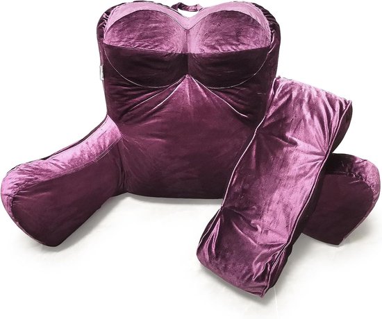 Leeskussen voor volwassenen Bedkussen om in bed te zitten Gemaakt van versnipperd traagschuim - Stoelkussen met armleuning Ultra comfortabel en ergonomisch - Rugkussen Paars
