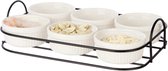 Bols/plats à sauce/snack Vessia en standard - blanc - céramique - lot de 6 pièces - D7 x 3 cm - Plats de service pour table à manger