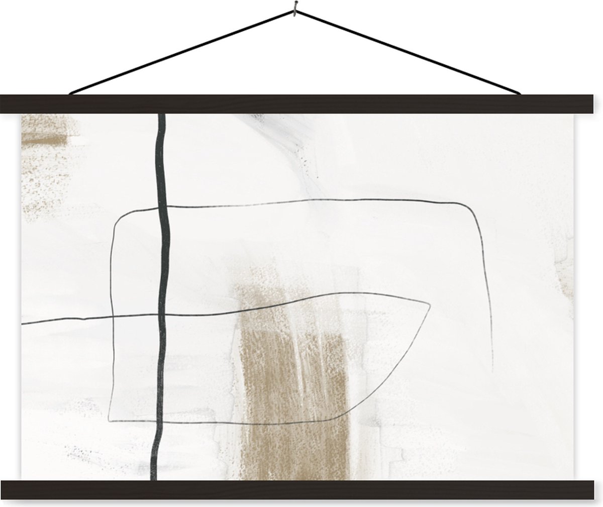 Posterhanger incl. Poster 150x100 cm - Schoolplaat - Verf - Zwart - Wit - Textielposter - 