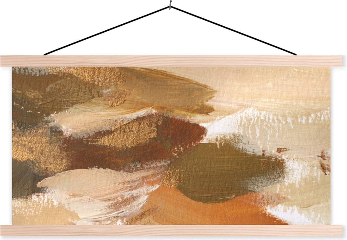 Posterhanger incl. Poster 60x30 cm - Schoolplaat - Verf - Herfst - Bruin - Textielposter -