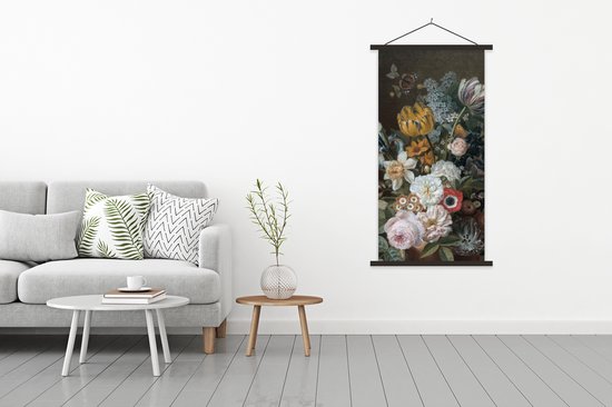 Affiche scolaire - Nature morte aux fleurs - Peinture d'Eelke Jelles Eelkema - 90x180 cm - Lattes noires