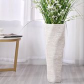 Grote bodemvaas voor pampasgras en bloemen, 58 cm hoog, wit, hars