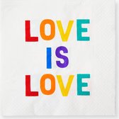 Servetten Regenboog " LOVE IS LOVE " - thema - regenboogkleuren - 16 stuks - papieren servetten - 32 x 32 centimeter