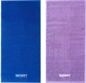 Set: Sporthanddoek Navy Blue + Mystic Purple - 75x35cm - 100% Katoen - Sport Towel Blauw + Paars