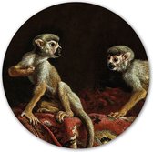 Magneetsticker - Two little monkeys - Diameter 60 cm