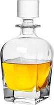Glazen karaf met luchtdichte geometrische stop - Whiskykaraf voor wijn, Bourbon, cognac, sterke drank, sap, water, mondwater, loodvrij glas (24 oz)
