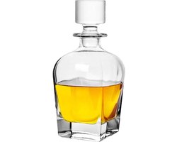 Glazen karaf met luchtdichte geometrische stop - Whiskykaraf voor wijn, Bourbon, cognac, sterke drank, sap, water, mondwater, loodvrij glas (24 oz) Image