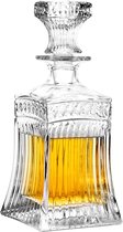 Glazen karaf met luchtdichte geometrische stop, whiskykaraf voor wijn, bourbon, cognac, sterke drank, sap, water, mondwater, loodvrij glas (500 ml)