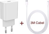 Chargeur iPhone - Chargeur rapide USB-C 20W avec câble de charge de 3 mètres - adapté pour iPhone/ iPad