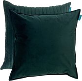 Sierkussen Fluweel Streep Bosgroen & Uni 50x50 cm Set van 2