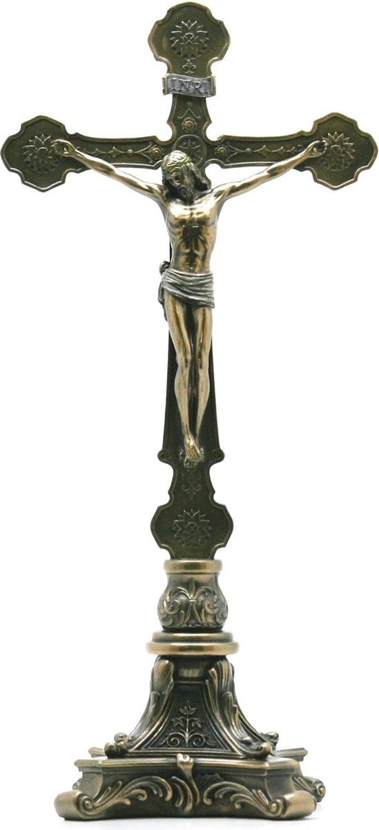 Veronese Design beeld/figuur - Jezus aan het Kruis Crucifix Barok design (staand) - (hxbxd) ca.33cm x 15,8cm x 10,8cm