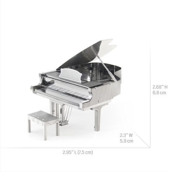 3D Metalen Puzzel Miniatuur Piano - Mini Bouwpakket - Prachtig - Schaalmodel