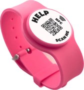SOS Armband Kinderen Roze, Als je kind even te veel eigen-initiatief neemt, bijvoorbeeld in een pretpark of een winkelcentrum, dan is een ICESCAN kinderarmband een veilig idee!Eenvoudig verstelbaar, QR code en NFC scanbaar