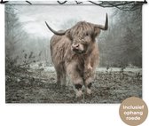 Wandkleed Schotse Hooglanders  - Wollige Schotse hooglander Wandkleed katoen 120x90 cm - Wandtapijt met foto