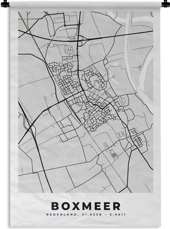 Wandkleed - Wanddoek - Plattegrond - Kaart - Boxmeer - Stadskaart - 90x135 cm - Wandtapijt