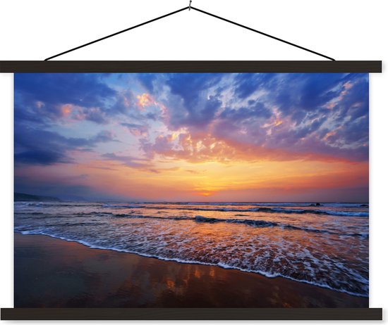 Porte-affiche avec affiche - Affiche scolaire - Mer - Soleil - Couleurs - 90x60 cm - Lattes noires