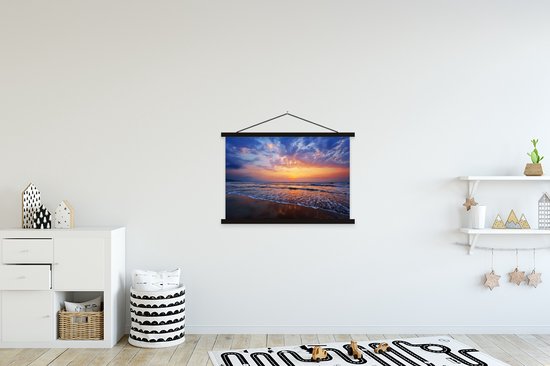 Porte-affiche avec affiche - Affiche scolaire - Mer - Soleil - Couleurs - 90x60 cm - Lattes noires