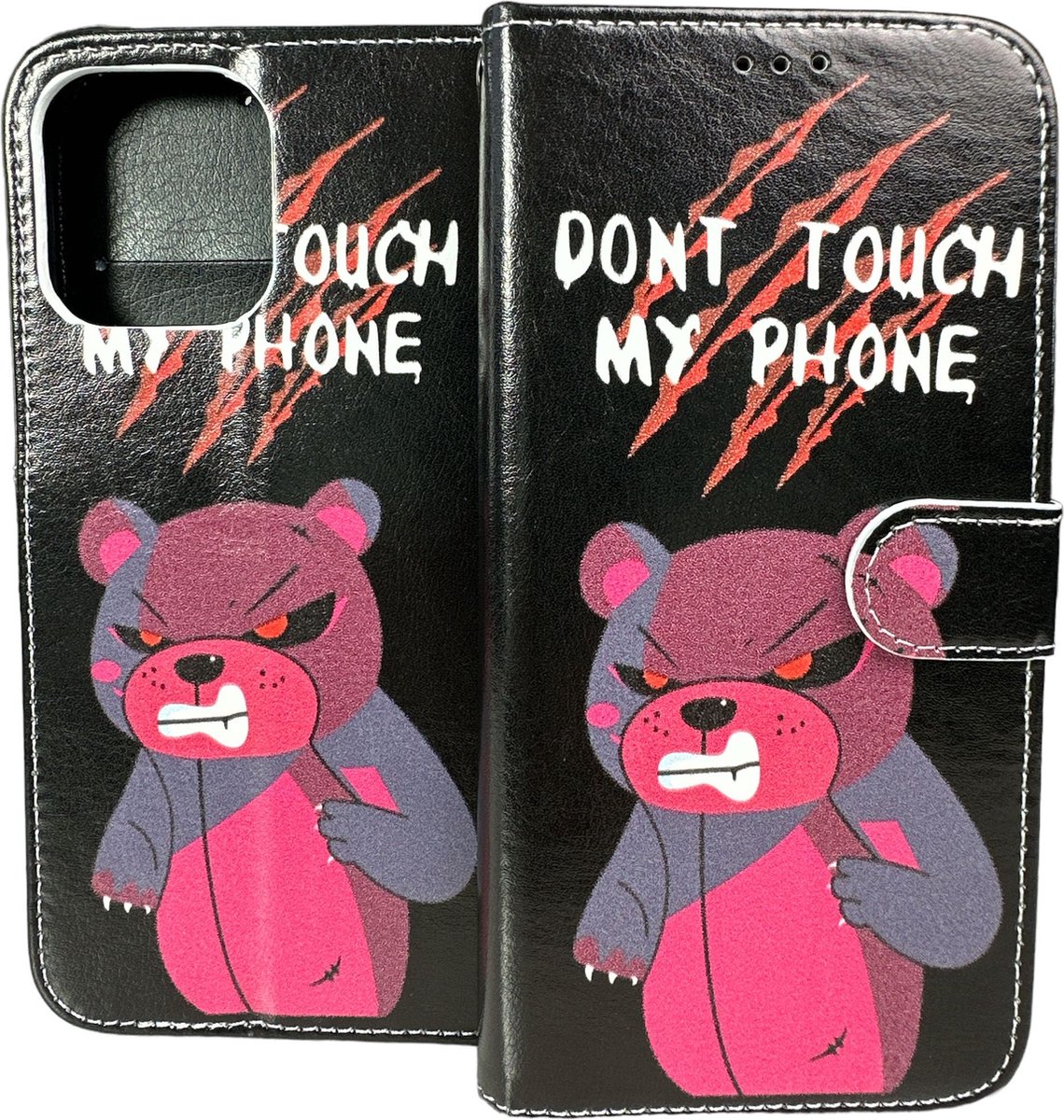 Portemonnee Book Case Hoesje Geschikt voor: Xiaomi Redmi 10C - Don't Touch My Phone Print