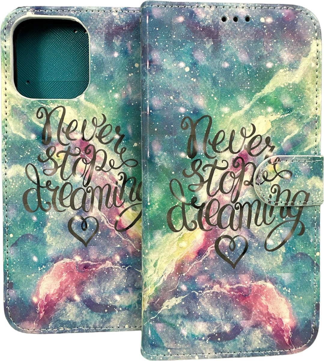 Portemonnee Book Case Hoesje Geschikt voor: iPhone 13 Pro Max - Never Stop Dreaming Print