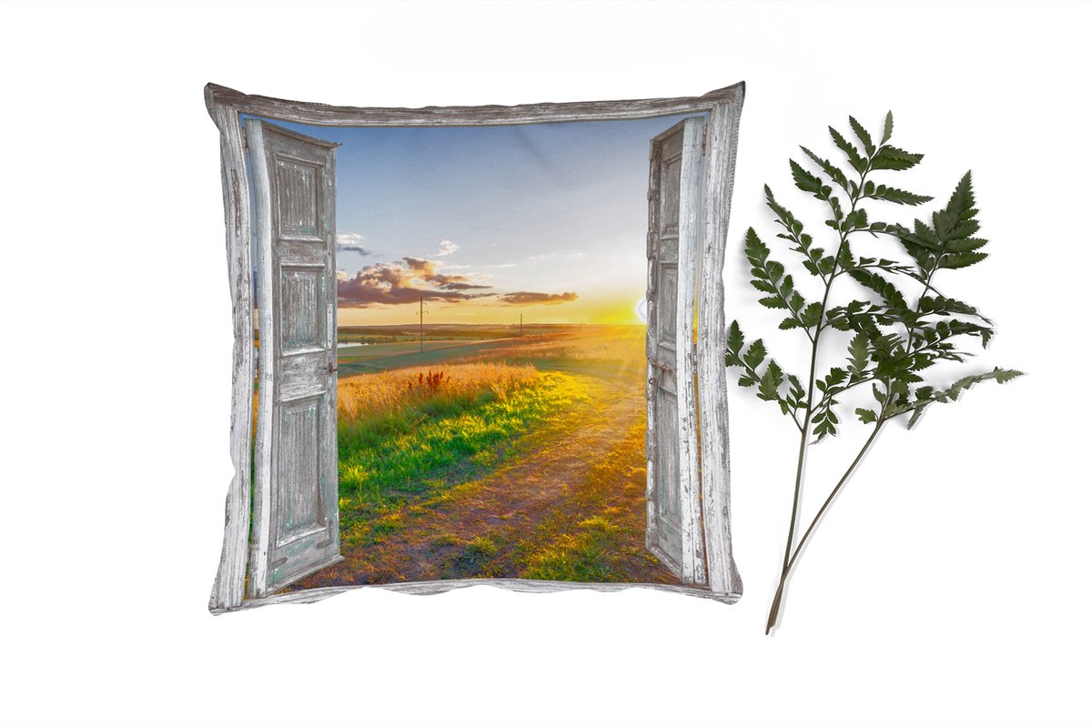 Sierkussens - Kussentjes Woonkamer - 50x50 cm - Doorkijk - Platteland - Landschap - Zon
