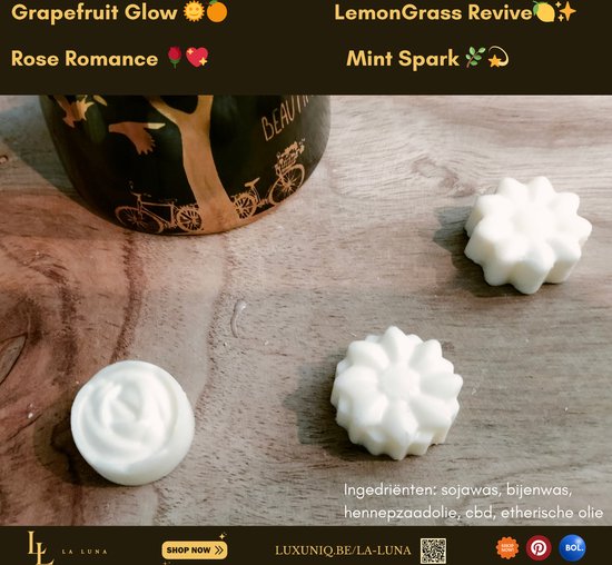 La Luna Organics - Floral Hemp Melts - Mix - wax melt 7stuks - 100%natuurlijk sojawas - Nature's Aroma Infusion