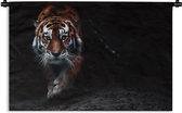 Tapisserie murale - Tissu mural - Animaux - Tigre - Zwart - Sauvage - Portrait - 120x80 cm - Tapisserie murale